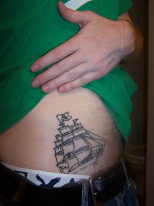 Pirates Ship On Lower Stomach