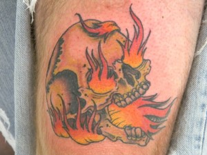 Flaming Skull Tat Pic Design