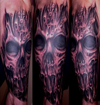 Bio Skull Inked On Arm