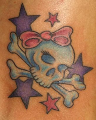 Girl Skull And Star Tattoo