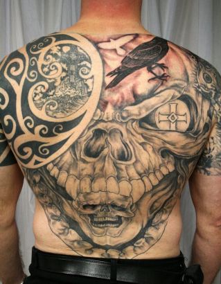 Skull Tat Man's Back 