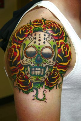 Colored Skull Tat