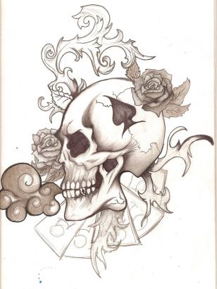 Skull And Rose Tat