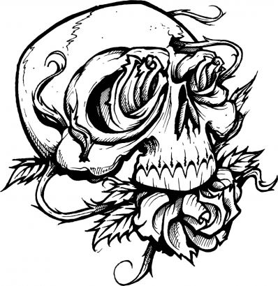 Black N White Scull Tat