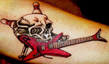 Skull Tat With Guitar