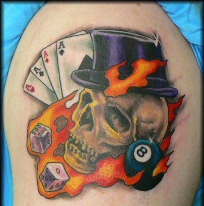 Skull Tat And Card Tat