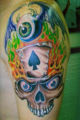 Skull And Eyeball Tat