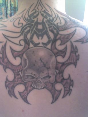 Skull Man's Back Tat