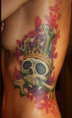 Skull Tat On Rib