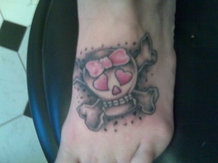 Girl Skull Tat And Cross Bone