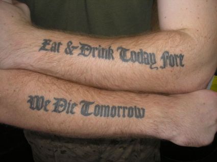 Text Hand Tattoo