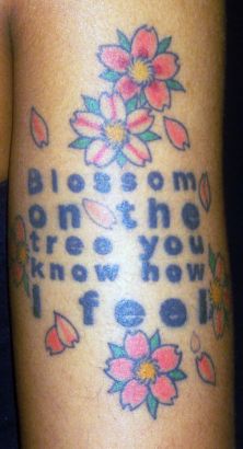 Text And Flower Tattoo