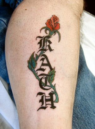 Rose And Text Tats