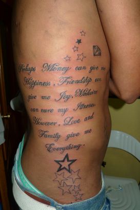 Love And Family Text Tattoo