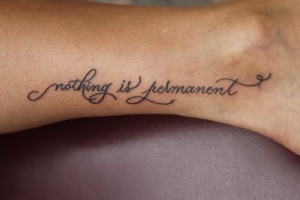 Text Tattoo Needled On Leg