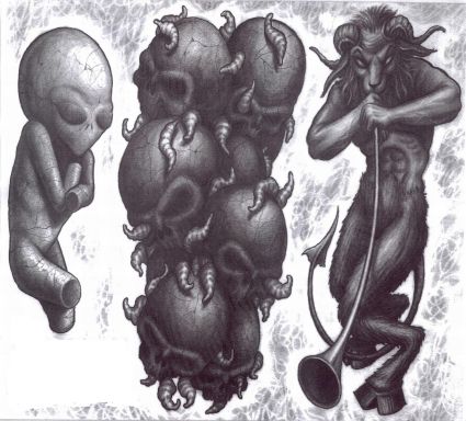 Demon And Skulls Tattoos Pic