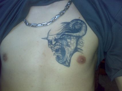 Demon Chest Tattoo