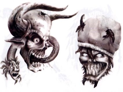 Demon Face Pic Tattoos Design