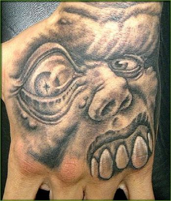 Demon Pic Tattoo On Hand