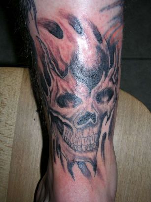 Demon Skull Tattoo Pics On Leg