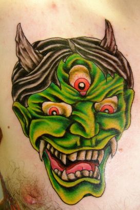 Demon Tattoo On Chest
