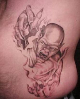 Demon Tattoo On Side Stomach