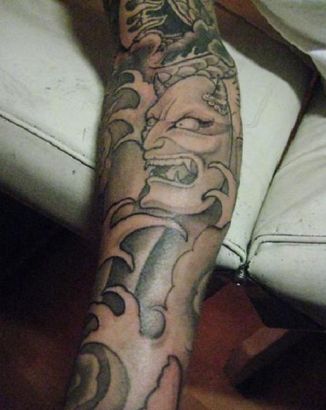 Demon Tattoo Pics On Full Sleeve