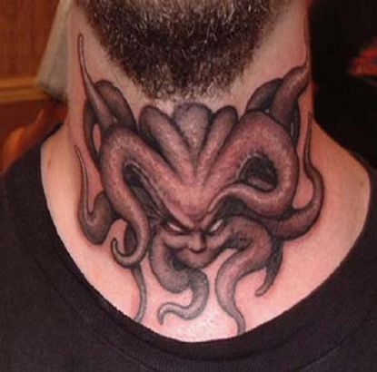 Demon Tattoo On Neck