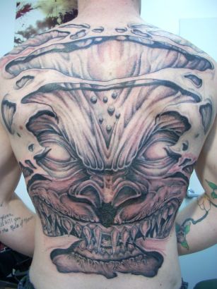 Large Demon Tattoo On Full Back