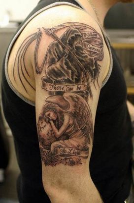 Angel Of Death Tattoo On Arm