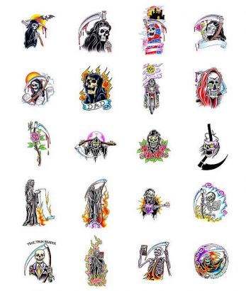 Devil,grim Reaper And Skull Tattoo