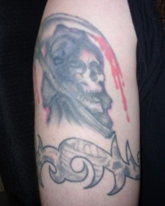 Grim Reaper And Armband Tattoo