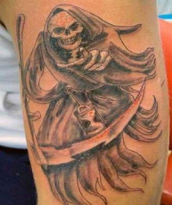 Grim Reaper Image Tattoos On Arm