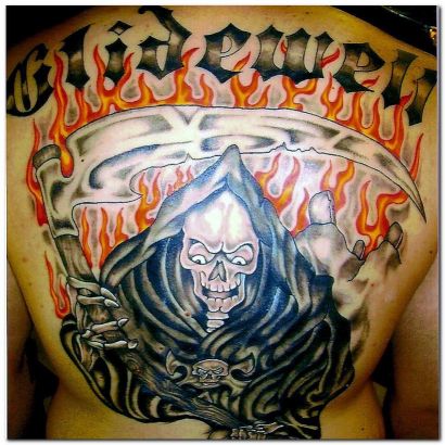 Grim Reaper Pic Tattoo On Back