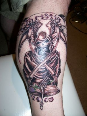 Grim Reaper Tattoo On Knee