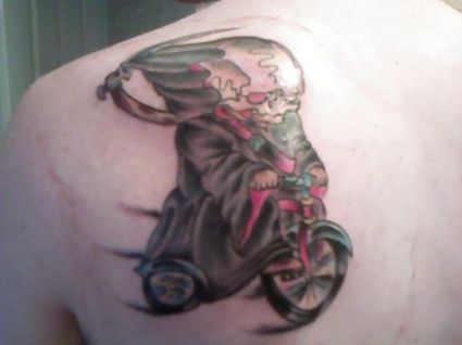 Grim Reaper Tattoo Pic On Left Shoulder Blade