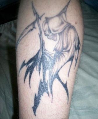 Grim Reaper Tattoos On Leg