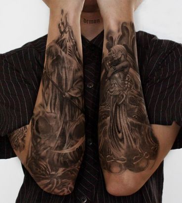 Grim Reaper Tattoos On Sleeve