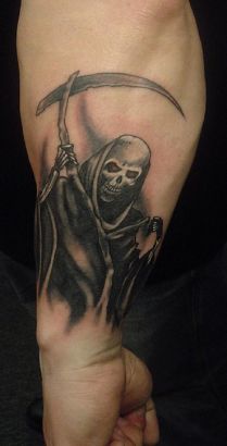 Grim Reaper Tattoos Pic On Arm