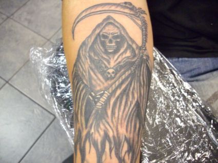 Grim Reaper Tattoos Pic On Arm