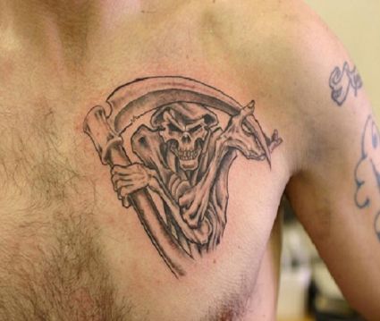 Reaper Tattoo On Chest