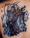 grim reaper and skulls tattoos on back