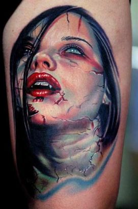 Female Vampire Fantasy Tattoo On Arm