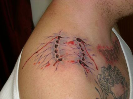 Vampire Bite Tattoo On Shoulder