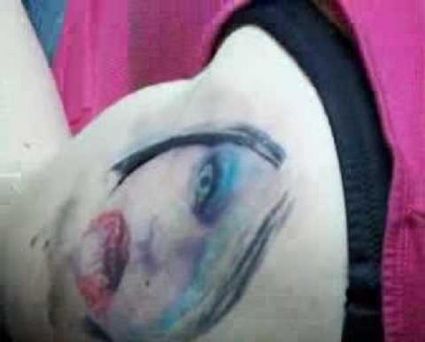 Vampire Girl Face Tattoo On Arm