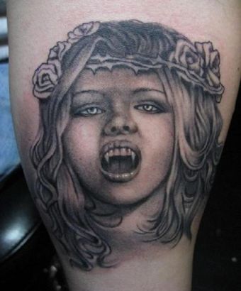 Vampire Girl Face Tattoos Pic