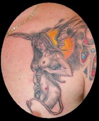 Vampire Girl Tattoo On Chest