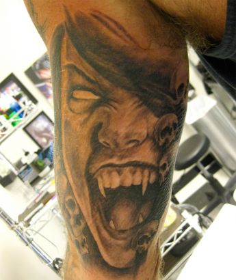 Vampire Pic Tattoo On Arm