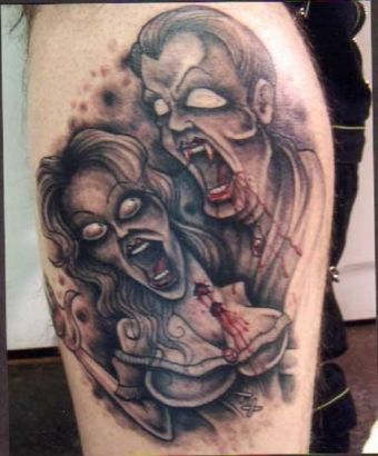 Vampire Tattoo On Leg