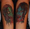 vampire girls face tattoos on arm